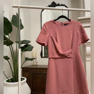 Drape dress pink dropped waist a line midi mini classic graduation date event